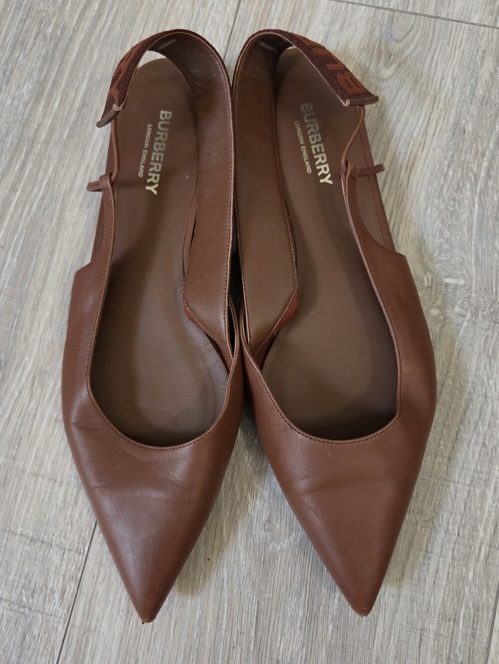 Burberry Brown Leather Slingback Mules